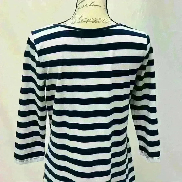 Duffield Lane Navy and White Striped Long Sleeve Midi Dress size Medium - Picture 7 of 10